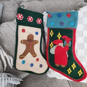 Festive Felt Christmas Stockings with Santa and Gingerbread Designs